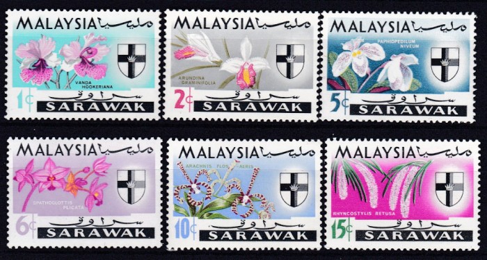 DB1 Flora Flori Orhidee 1965 Sarawak 6 v. MNH
