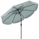 Outsunny Parasol de grădină exterior rotund &icirc;nclinabil cu 3 poziții cu 8 spițe și faldon, &Phi;265 x 235 cm, Albastru | Aosom Romania