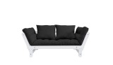 Canapea Extensibila 2 locuri, stofa si cadru lemn de pin, Beat White, l162xA80xH75 cm-Antracit