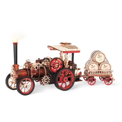 Puzzle 3D Motor cu Aburi, 469 piese, lemn, Rokr foto