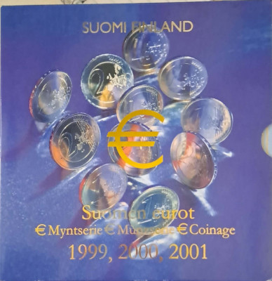 Suomi Finlanda - Set euro finlandezi din anii 1999, 2000, 2001 UNC foto
