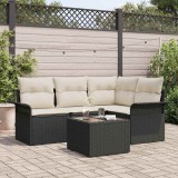 Cumpara ieftin Set de canapele pentru grădină cu pernă 5 pcs Negru Rattan poli