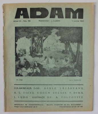 ADAM , REVISTA , redactor I. LUDO , NR. 38 , 1931 foto