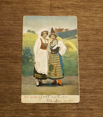 Carte poștală Suedeză.Costume Tradiționale foto