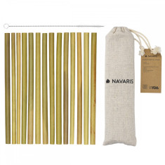 Set 14 Paie Navaris de bambus reutilizabile cu perie, 195 mm, 47601.14.195