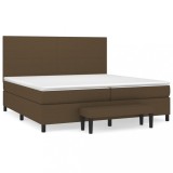 Cumpara ieftin Pat box spring cu saltea, maro inchis, 200x200 cm, textil