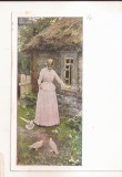 FA126 -Carte Postala- RUSIA - State Tretyakov Gallery - V.N. Baksheev. Girl feedeing pigeons, necirculata