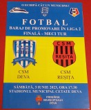 Program meci fotbal CSM DEVA - CSM RESITA (03.06.2023)