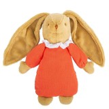Iepure muzical bumbac organic - 25 cm Portocaliu