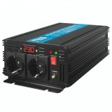 Invertor 24V la 230V, 1000W, unda sinusoidala pura cu 2 prize si USB