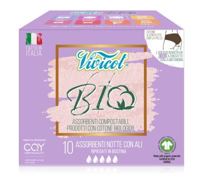 Absorbante de noapte din bumbac bio, hipoalergenic, compostabil (10 buc) - VIVICOT BIO foto
