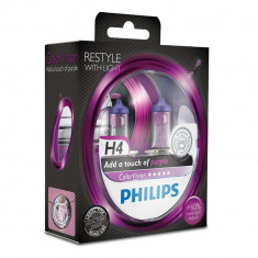 Set 2 Becuri auto far halogen Philips H4 Color Vision Violet 12V 55W foto