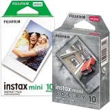 Set Film Instant Fujifilm Instax Mini, 1x10 Alb + 1x10 Stone Gray