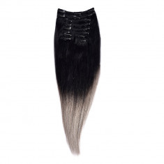 Clip-On Par Natural 50cm 100gr Ombre Negru-Gri #T1/Mettalicsilver foto