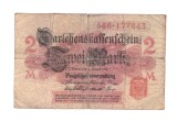 Bancnota Germania 2 mark/marci august 1914, circulata, uzata