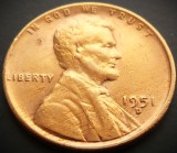 Moneda 1 CENT - SUA, anul 1951 D * cod 5208, America de Nord