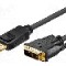 Cablu DisplayPort - DVI, DisplayPort mufa, DVI-D (24+1) mufa, 3m, negru, Goobay - 51962
