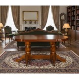 Masa living extensibila SB Nork, MDF Furniruit, structura lemn masiv, 8 persoane, 198-160x90x74 cm, nuc