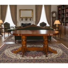 Masa living extensibila SB Nork, MDF Furniruit, structura lemn masiv, 8 persoane, 198-160x90x74 cm, nuc