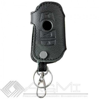 Husa cheie din piele pentru BMW Seria 1 F20, Seria 5 F07 F10 F11, Seria 6 F11, Seria 7 F01 F02, BMW X3 F25 , cusatura neagra , pentru cheie 4 butoan foto