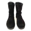 Ghete dama din piele intoarsa Black Felicia cu fermoar la spate, 35 - 41, Negru, Ingiro