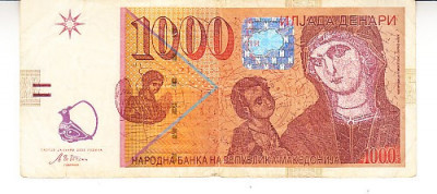 M1 - Bancnota foarte veche - Macedonia - 1000 dinari - 2003 foto