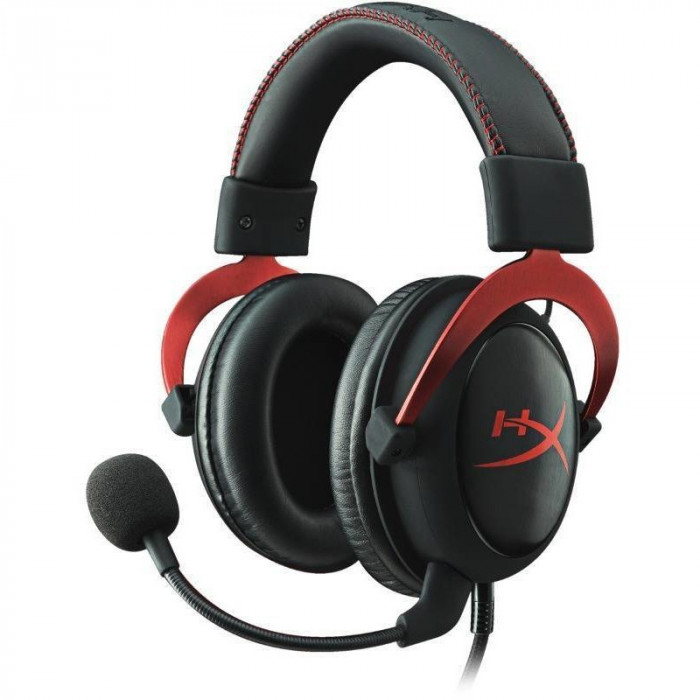 Casti cu microfon Kingston gaming, HyperX Cloud II Gaming Red, Full size, 15-25000Hz, 60 ohm, cablu 3m, culoare rosu, Jack 3.5 mm