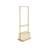 Stender pentru umerase cu spatiu depozitare HM WU31, lemn, metal cromat, natur