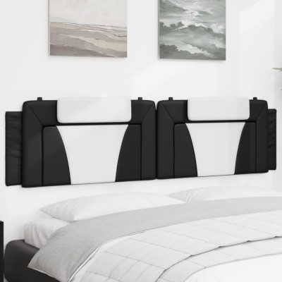 vidaXL Pernă pentru tăblie pat, negru și alb, 200cm, piele artificială foto