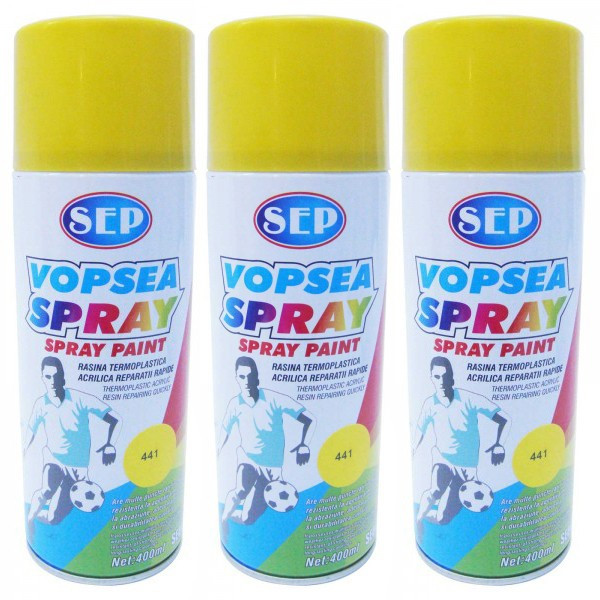 3 x Vopsea spray pentru reparatii rapide, SEP, Galben, 400ml