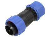 Conector circular tată 2 pini IP68, 15A, 500V - WEIPU SP1710/P2B-9N