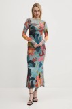 Never Fully Dressed rochie Balearic Mesh culoarea verde, midi, mulată, NFDDR1833