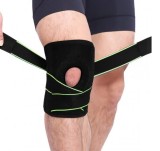 Cumpara ieftin Genunchiera Delee cu Stabilizatori Laterali, Textil, Negru/Verde, Marimea M, Suport Genunchi, Orteza Rotula, Ligamente