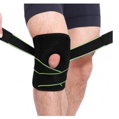 Genunchiera cu stabilizatori laterali Delee, textil, negru/verde, marimea M