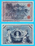 Germania (p#33) 100 Mark 1908 UNC- 'Reichsbanknote'; (ROG CITITI DETALIILE!); Sigiliu Roșu