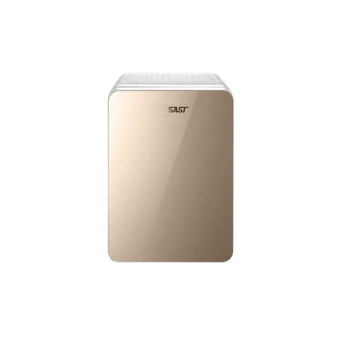 Mini frigider portabil pentru cosmetice eMazing, cu dublă funcție de &icirc;ncălzire și răcire, capacitate de 8L, dimensiuni 19x28x26 cm, culoare auriu