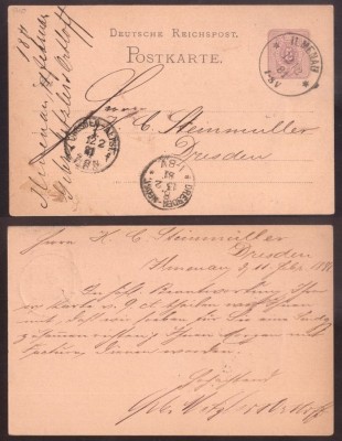 Germany Reich 1881 Old postcard postal stationery Ilmenau to Dresden DB.045 foto