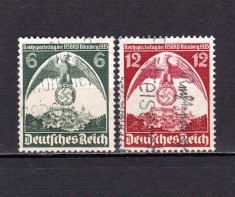✅ (S43) Germania Reich 1935 &quot;NSDAP Nurnberg - 7 ani &quot; serie completa Michel 586/587, stampilate