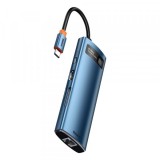 Hub USB-C Baseus Magic, 3 x USB-A 3.0 - 1 x USB-C - 1 x HDMI - 1 x SD - 1 x microSD - 1 x RJ45, Albastru WKWG000103