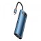 Hub USB-C Baseus Magic, 3 x USB-A 3.0 - 1 x USB-C - 1 x HDMI - 1 x SD - 1 x microSD - 1 x RJ45, Albastru WKWG000103