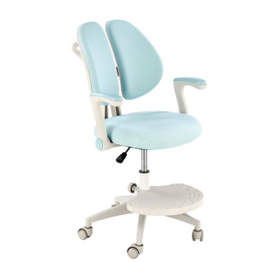 Scaun birou ergonomic pentru copii HM Panco, ajustabil pe inaltime si adancime, mesh, suport pentru picioare, 70 kg, bleu foto