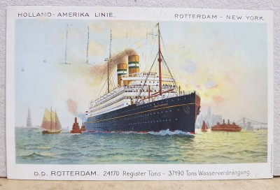 TRANSATLANTICUL &amp;#039; ROTTERDAM &amp;#039; , REPRODUCERE DUPA PICTURA , CARTE POSTALA ILUSTRATA , POLICROMA, CIRCULATA , DATATA 1927 foto