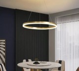 Pendul Led Cu Telecomanda, Design Auriu Modern, 55W, Lumina Reglabila 2800K&ndash;6500K, &Oslash;500