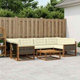 vidaXL Set de canapele de exterior cu pernă 7 pcs Natural și Crem 3381274
