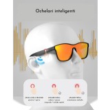 Ochelari de soare inteligenti, Casti wireless, BLUETOOTH 5.0, Microfon, Control tactil, Distanta de lucru 10 m, Preluare apeluri telefonice, Rezistent