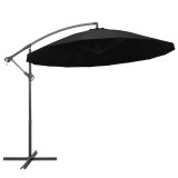 Umbrelă de soare suspendată, negru, 3 m, st&acirc;lp de aluminiu