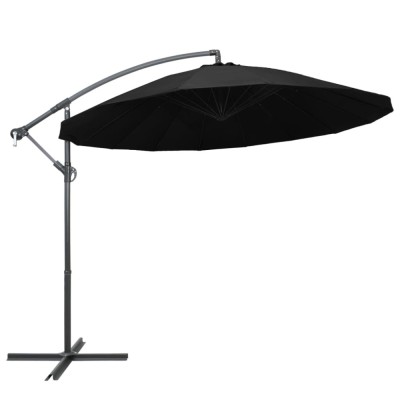 Gossi umbrela de soare suspendata, negru, 3 m, stalp de aluminiu foto