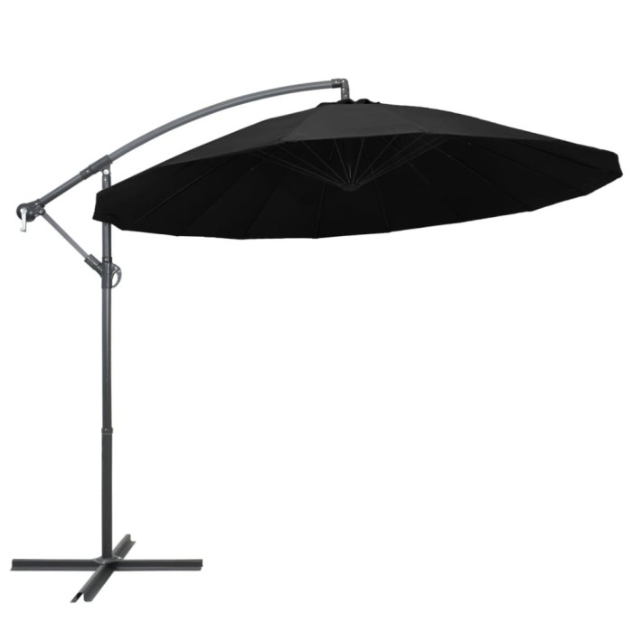 Gossi umbrela de soare suspendata, negru, 3 m, stalp de aluminiu
