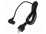 Cablu 3x1mm2 CEE 7/7 mufă IEC C13 mamă 90&deg; PVC 3m 10A POS
