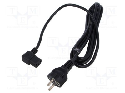 Cablu 3x1mm2 CEE 7/7 mufă IEC C13 mamă 90&amp;deg; PVC 3m 10A POS foto
